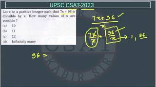 2023 CSAT Number System Let x be a positive integer such that 7x  96 is divisible by x [upl. by Middlesworth]