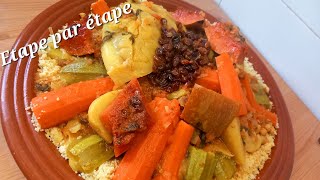 Couscous à ĺa marocaine juste trop bon Étape par étape🇲🇦🇲🇦🇲🇦🇲🇦🇲🇦 [upl. by Rosemari]