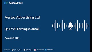 Vertoz Advertising Ltd Q1 FY202425 Earnings Conference Call [upl. by Nihs]