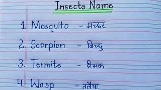 Insects Name in English and Hindi ✍🏻studyhub040 [upl. by Annayrb]