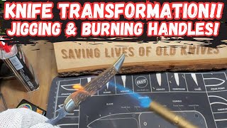 Knife Transformation Jigging and Burning Camillus Knife Handles [upl. by Henson]