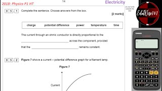 AQA GCSE Physics 2018 Paper 1 Q5 Higher Tier Past paper Questions walk through Topic Electricity [upl. by Michella552]