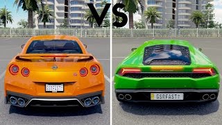 Nissan GTR vs Lamborghini Huracan Exhaust Sound Battle  Forza Horizon 3 [upl. by Nosauq888]