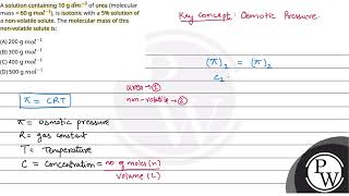 A solution containing 10 g dm3 of urea molecular mass  60 g mol1 is isotonic with a 5 sol [upl. by Jelle]