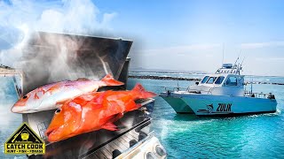 Boat fishing oak smoked Red Roman amp Silverfish Struisbaai CATCH COOK [upl. by Atirb]