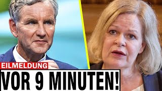 VOR 9 MINUTEN Nancy Faeser erhielt eine traurige Nachricht von Björn Höcke Ein Schmerz [upl. by Nyrmak772]