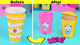 DIY Miniature Dustbin from paper cup  How to make Dustbin from paper cups easy [upl. by Yirinec]