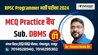 DBMS  TOPIC INTRODUCTION TO DBMS  CLASS 01  BY KEDIA SIR RPSC PROGRAMMER MCQ BATCH 7014528940 [upl. by Stine]