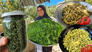 حفظ الكزبرة الخضراء بدون فريزر لسنوات🔥طبخ أقدم وأهم وأطيب لوبياء قصاص في لبنان🔥🇱🇧 [upl. by Bobbi]