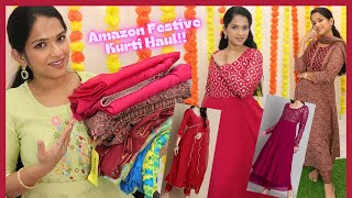 Latest full Kurta Sets Starting from 600Festive SeasonAmazon Tryon Haul💥PONGAL 2024 [upl. by Anaicul]