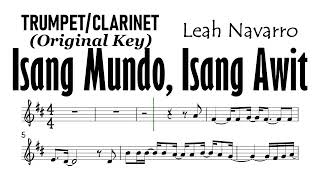 Isang Mundo Isang Awit Trumpet Clarinet Original Key Sheet Music Backing Track Partitura Leah Nava [upl. by Berkeley]