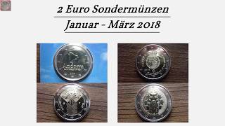 2 Euro Sondermünzen 2018  Alle Ausgaben von Januar bis März 2018 [upl. by Ahtimat]