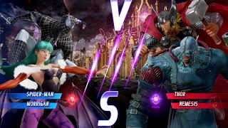 Marvel vs Capcom Infinite  Morrigan amp SpiderMan vs Thor amp Nemesis Resident Evil Hard AI MvC [upl. by Rramel5]