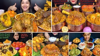 MUTTON BIRYANI CHICKEN BIRYANI EGG BIRYANI FISH BIRYANI MANCHURIAN BIRYANI with murgir lal jhol [upl. by Nakada]