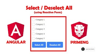 Select All and Deselect All Example using Angular and PrimeNG  Reactive Form with CheckBox [upl. by Rehpretsirhc]