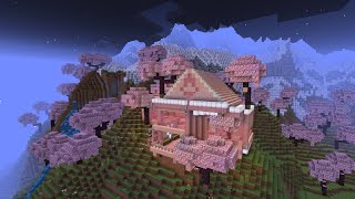 Minecraft How to Build a Cherry Blossom House Cliffside Tutorial 🌸💕 [upl. by Ambrogio]