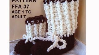 RIB CUFF BOOT SLIPPERS crochet pattern FP AND BP double crochet demonstrated [upl. by Womack]