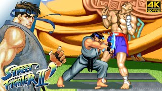 Street Fighter II Champion Edition  Ryu Arcade  1992 4K 60FPS [upl. by Ardek]