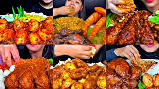 ASMR EATING SPICY CHICKEN CURRY EGG CURRY BIRYANI  BEST INDIAN FOOD MUKBANG Foodie India [upl. by Grane]