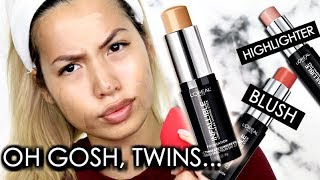 NEW  LOREAL INFALLIBLE 24HR STICK FOUNDATION  BLUSH amp HIGHLIGHTER  OILY SKIN WEAR TEST REVIEW [upl. by Yzeerb]