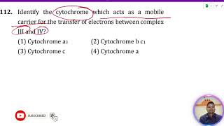 Identify the cytochrome which acts as a mobile carrier for the transfer of electrons between complx [upl. by Losse]