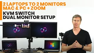 KVM Switch Dual Monitor Setup – 2 Laptops to 2 Monitors – Mac amp PC  Zoom [upl. by Bevon]