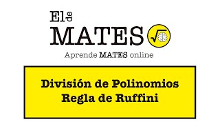 División De Polinomios Regla De Ruffini 3 ESO 4 ESO [upl. by Hatfield199]