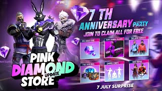 PINK DIAMOND STORE 7TH ANNIVERSARY FREE REWARDS 2024 🥳  FREE FIRE NEW EVENT  NEW EVENT FREE FIRE [upl. by Amrac]