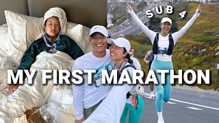 MY FIRST MARATHON Race Day Experience  Sub 4 Hour Marathon [upl. by Enrico19]