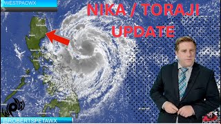 Nika intensifying to Typhoon Status prior to landfall multiple other storms developing westpacwx [upl. by Aicenaj]