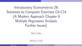 Solutions to Computer Exercises C8C14 A Modern Approach Chapter 6  Introductory Econometrics 28 [upl. by Krahmer130]