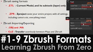 19 Zbrush Save Formats ZTL and ZPR Zbrush ImportingExporting OBJ Zbrush 2020 MA and GoZ [upl. by Ariel]