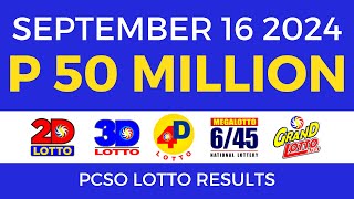 Lotto Result Today 9pm September 16 2024  PCSO Complete [upl. by Alitta]