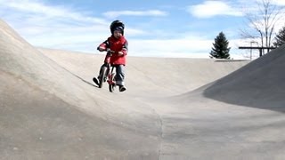 A 3 year old and his Strider bike in the skate park Strider bikes rule [upl. by Leif]