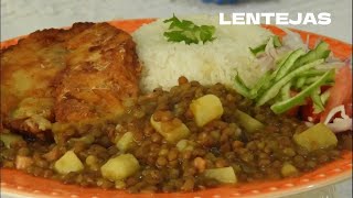 MENESTRAS  LENTEJAS con PESCADO frito  Receta fácil y nutritiva [upl. by Attenauqa318]