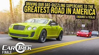 Trying To Beat A Tesla With Our GasGuzzling Supercars On Americas Greatest Road  Car Trek S8E3 [upl. by Ottinger]