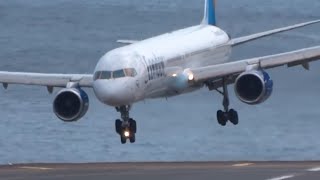 HORRIBLE  Very Awful landings  IMPRESSIVE Go arounds B753 A320 B737  Madeira [upl. by Vasiliu]