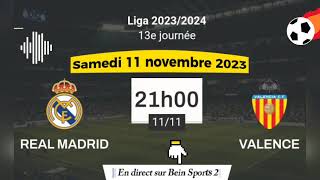 La liga  Real Madrid vs Valence en direct sur Bein Sports 2  11112023 à 21 h [upl. by Walburga]