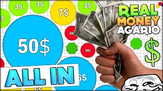 BETTING ALL OUR MONEY IN THE REAL MONEY AGARIO  GOOD LUCK Agario 144 [upl. by Eidissac]