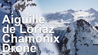 Aiguille de Loriaz Panorama drone Aiguilles Rouges Chamonix MontBlanc Vallorcine ski de randonnée [upl. by Perpetua]