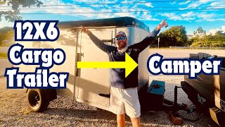 CHEAPEST Conversion Ever Cargo Trailer To Camper For Under 3200 [upl. by Esinev]