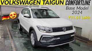 Under 12 Lakh safest suv 🇩🇪  Volkswagen Taigun Base Model 2024  Taigun comfortline  Full Review [upl. by Pickard]