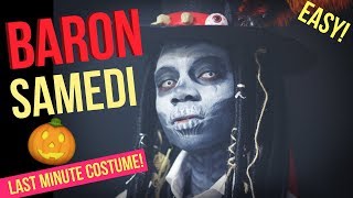 EXTREMELY EASY amp CREEPY BARON SAMEDI HALLOWEEN MAKEUP LAST MINUTE COSTUME IDEA [upl. by Talya]