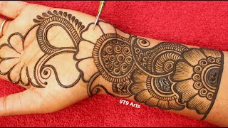 Very beautiful stylish front hand mehandi ka design  easy mehendi design  Simple wedding mehndi [upl. by Ryle]