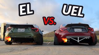 FRSBRZ86 UEL Header vs EL Header Exhaust Loud Revving Fly Bys Backfires [upl. by Mitchell]