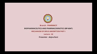 Biopharmaceutics and Pharmacokinetics  Mechanism of Drug Absorption Part1  AKTU Digital Education [upl. by Larochelle]