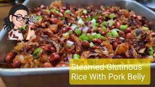 Steamed Glutinous Rice With Pork Belly Mushrooms and Chinese Sausage 糯米飯  DAPUR2020 [upl. by Oriel]