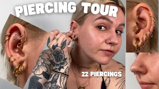 PIERCING TOUR  pain levels healing process regrets [upl. by Bordiuk579]