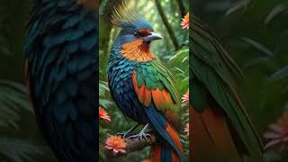 A colorful exotic bird perched on a branch surrounded by vibrant flowers shorts foryou cute [upl. by Tyler]