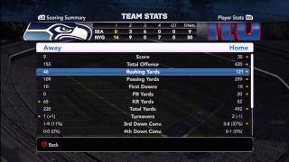 Madden 12 franchise with updated rosters Season 1 Week 4  Seahawks at Giants 9303of3HD [upl. by Claudina339]